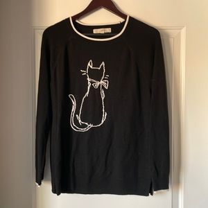 Black and white sweater with cat outline on front. From Loft size large